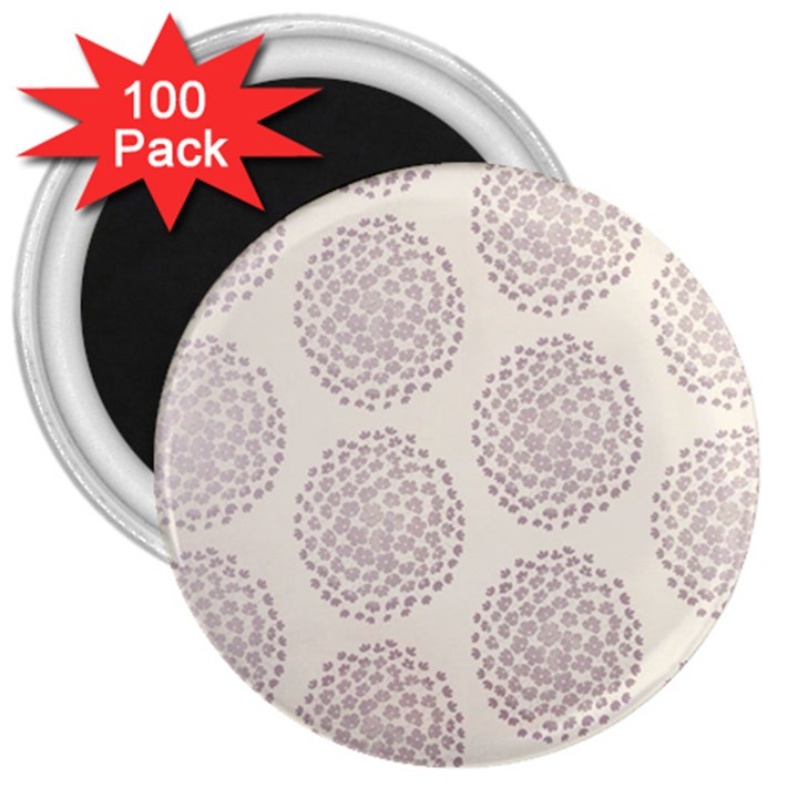 Flower Floral Star Sakura Purple 3  Magnets (100 pack)