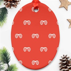 Glasses Disco Retina Red White Line Ornament (oval) by Mariart