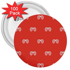 Glasses Disco Retina Red White Line 3  Buttons (100 Pack) 