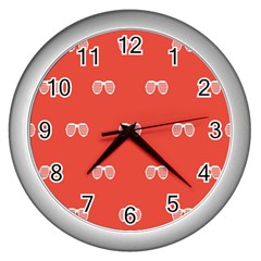 Glasses Disco Retina Red White Line Wall Clocks (silver) 