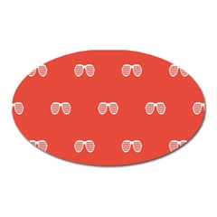 Glasses Disco Retina Red White Line Oval Magnet by Mariart