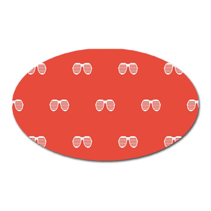 Glasses Disco Retina Red White Line Oval Magnet