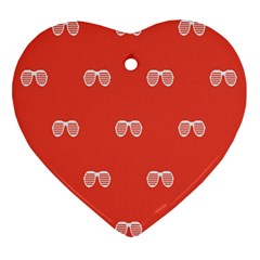 Glasses Disco Retina Red White Line Heart Ornament (two Sides) by Mariart