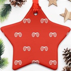 Glasses Disco Retina Red White Line Star Ornament (two Sides) by Mariart