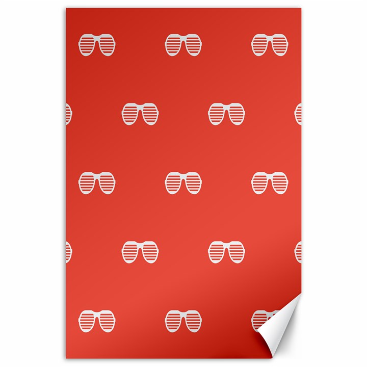 Glasses Disco Retina Red White Line Canvas 24  x 36 