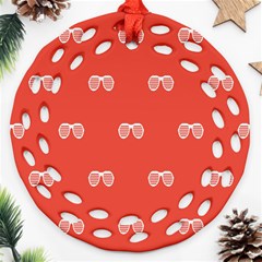 Glasses Disco Retina Red White Line Ornament (round Filigree) by Mariart