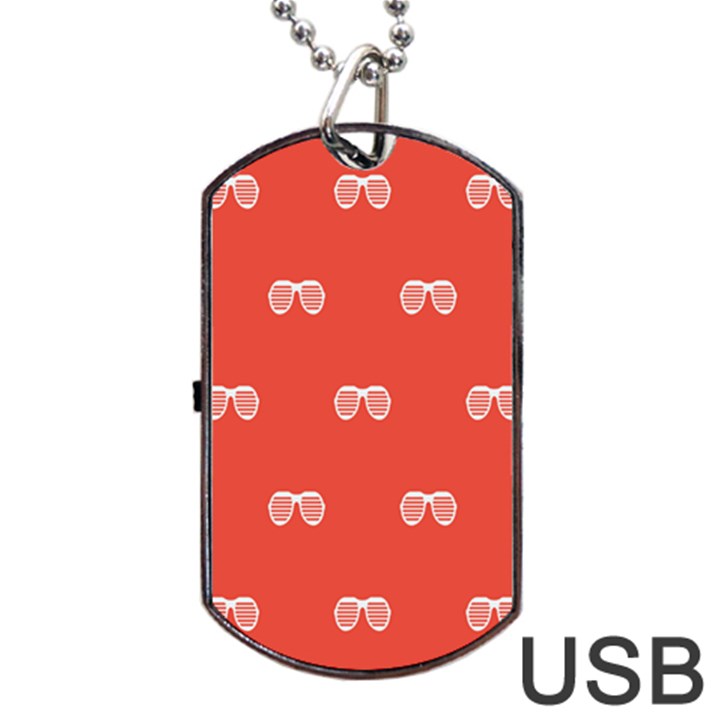 Glasses Disco Retina Red White Line Dog Tag USB Flash (One Side)