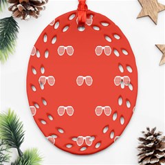 Glasses Disco Retina Red White Line Ornament (oval Filigree) by Mariart