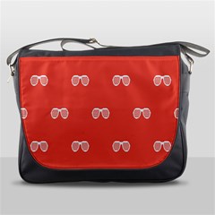 Glasses Disco Retina Red White Line Messenger Bags by Mariart