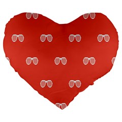 Glasses Disco Retina Red White Line Large 19  Premium Flano Heart Shape Cushions by Mariart