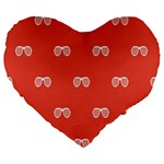 Glasses Disco Retina Red White Line Large 19  Premium Flano Heart Shape Cushions Front