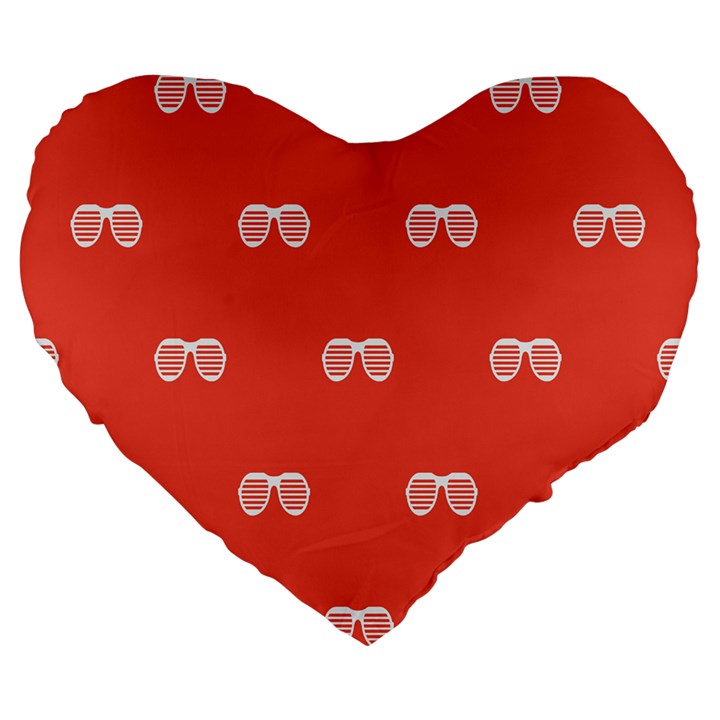 Glasses Disco Retina Red White Line Large 19  Premium Flano Heart Shape Cushions