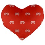 Glasses Disco Retina Red White Line Large 19  Premium Flano Heart Shape Cushions Back