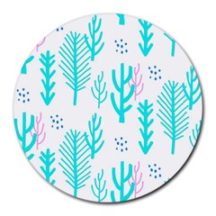 Forest Drop Blue Pink Polka Circle Round Mousepads by Mariart