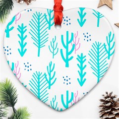 Forest Drop Blue Pink Polka Circle Ornament (heart) by Mariart