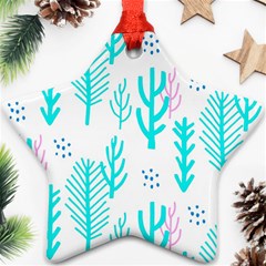 Forest Drop Blue Pink Polka Circle Ornament (star) by Mariart