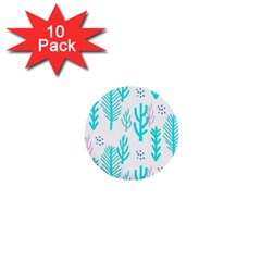 Forest Drop Blue Pink Polka Circle 1  Mini Buttons (10 Pack) 