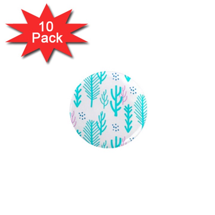 Forest Drop Blue Pink Polka Circle 1  Mini Magnet (10 pack) 