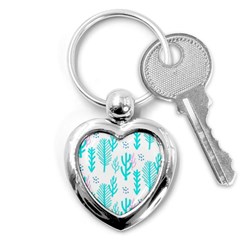 Forest Drop Blue Pink Polka Circle Key Chains (heart)  by Mariart