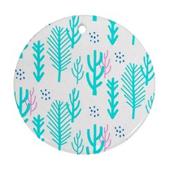 Forest Drop Blue Pink Polka Circle Round Ornament (two Sides) by Mariart