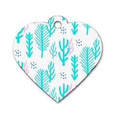 Forest Drop Blue Pink Polka Circle Dog Tag Heart (two Sides) by Mariart