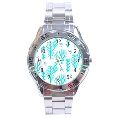 Forest Drop Blue Pink Polka Circle Stainless Steel Analogue Watch by Mariart