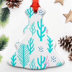 Forest Drop Blue Pink Polka Circle Christmas Tree Ornament (two Sides) by Mariart