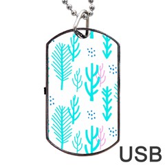 Forest Drop Blue Pink Polka Circle Dog Tag Usb Flash (one Side) by Mariart