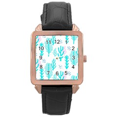 Forest Drop Blue Pink Polka Circle Rose Gold Leather Watch  by Mariart