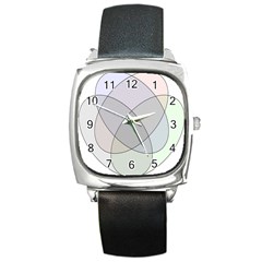 Four Way Venn Diagram Circle Square Metal Watch by Mariart