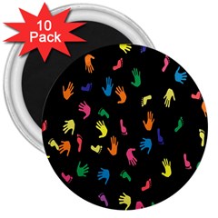 Hand And Footprints 3  Magnets (10 Pack)  by Mariart