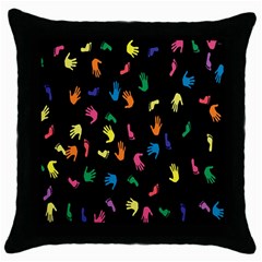 Hand And Footprints Throw Pillow Case (black) by Mariart