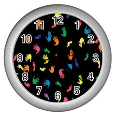 Hand And Footprints Wall Clocks (silver) 