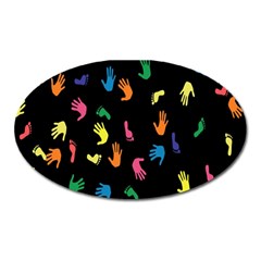 Hand And Footprints Oval Magnet