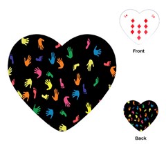 Hand And Footprints Playing Cards (heart)  by Mariart