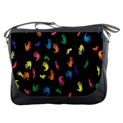 Hand And Footprints Messenger Bags by Mariart