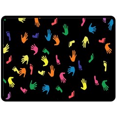 Hand And Footprints Double Sided Fleece Blanket (large)  by Mariart