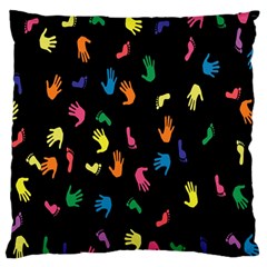 Hand And Footprints Large Flano Cushion Case (two Sides) by Mariart