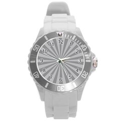 Grey Starburst Line Light Round Plastic Sport Watch (l) by Mariart