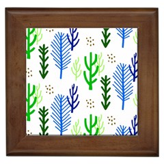 Forest Green Drop Blue Brown Polka Circle Framed Tiles