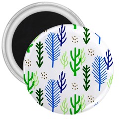 Forest Green Drop Blue Brown Polka Circle 3  Magnets by Mariart