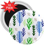 Forest Green Drop Blue Brown Polka Circle 3  Magnets (10 pack)  Front