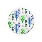 Forest Green Drop Blue Brown Polka Circle Rubber Coaster (Round)  Front