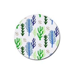 Forest Green Drop Blue Brown Polka Circle Rubber Round Coaster (4 Pack)  by Mariart