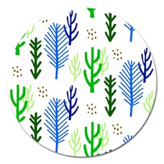 Forest Green Drop Blue Brown Polka Circle Magnet 5  (round) by Mariart