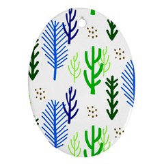 Forest Green Drop Blue Brown Polka Circle Oval Ornament (two Sides) by Mariart