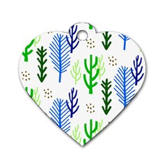 Forest Green Drop Blue Brown Polka Circle Dog Tag Heart (two Sides)