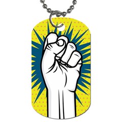 Hand Polka Dot Yellow Blue White Orange Sign Dog Tag (one Side)