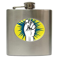 Hand Polka Dot Yellow Blue White Orange Sign Hip Flask (6 Oz) by Mariart