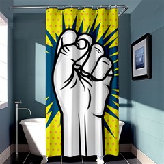 Hand Polka Dot Yellow Blue White Orange Sign Shower Curtain 36  X 72  (stall)  by Mariart